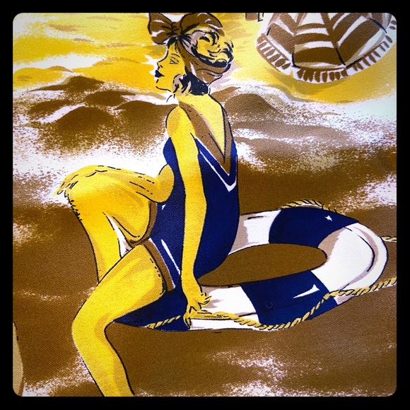 Retro Beach Scene Scarf EUC - Picture 2 of 7